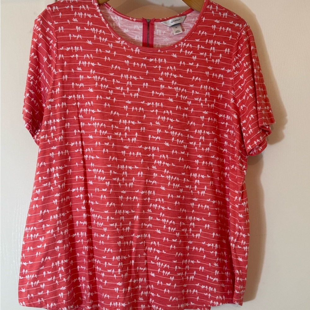 CJ Banks Red and White Short Sleeve Tee